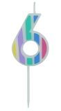 Cijfer 6 Taartkaars Pastel Kleuren 5 cm