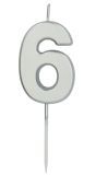 Cijfer 6 Taartkaars Zilverkleurig 5 cm