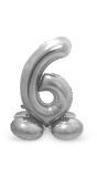 Cijfer 6 Zilver met Standaard 72cm