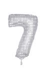 Cijfer 7 Folieballon Zilver met Witte Stippen