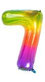 Cijfer 7 Metallic Regenboog 81cm