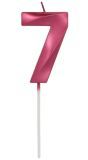 Cijfer 7 Taartkaars Metallic Roze 7 cm