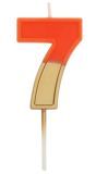 Cijfer 7 Taartkaars Retro Goud/Oranje 5 cm