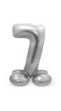 Cijfer 7 Zilver met Standaard 72cm