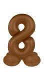 Cijfer 8 Folieballon Staand Bruin 72 cm