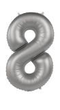 Cijfer 8 Folieballon Zilver 86 cm