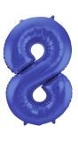 Cijfer 8 Metallic Blauw Folieballon 86cm
