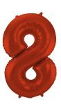 Cijfer 8 Metallic Rood Folieballon 86cm
