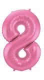 Cijfer 8 Metallic Roze Folieballon 86cm