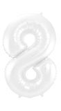 Cijfer 8 Metallic Wit Folieballon 86cm