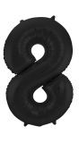 Cijfer 8 Metallic Zwart Folieballon 86cm