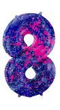 Cijfer 8 Paarse Paint Splash Folieballon