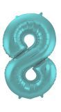 Cijfer 8 Pastel Aqua Blauw Folieballon 86cm
