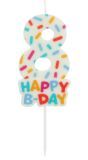 Cijfer 8 Taartkaars Gekleurde Sprinkles 7 cm