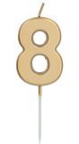 Cijfer 8 Taartkaars Goudkleurig 5 cm