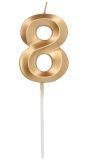 Cijfer 8 Taartkaars Metallic Goud 7 cm