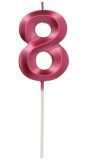 Cijfer 8 Taartkaars Metallic Roze 7 cm