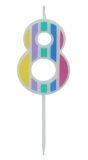 Cijfer 8 Taartkaars Pastel Kleuren 5 cm