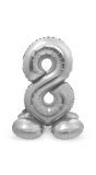 Cijfer 8 Zilver met Standaard 72cm