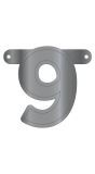 Cijfer 9 Banner Metallic Zilver