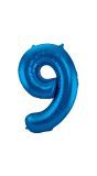 Cijfer 9 Blauwe Folieballon 86cm