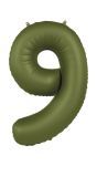Cijfer 9 Folieballon Olijfgroen 86 cm