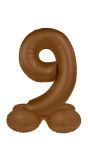 Cijfer 9 Folieballon Staand Bruin 41 cm