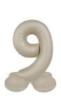 Cijfer 9 Folieballon Staand Crème Wit 41 cm