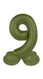 Cijfer 9 Folieballon Staand Olijfgroen 72 cm
