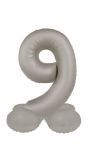 Cijfer 9 Folieballon Staand Zilver 41 cm