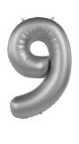 Cijfer 9 Folieballon Zilver 86 cm