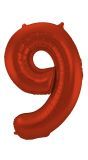 Cijfer 9 Metallic Rood Folieballon 86cm