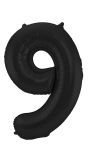 Cijfer 9 Metallic Zwart Folieballon 86cm