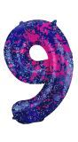 Cijfer 9 Paarse Paint Splash Folieballon