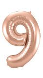 Cijfer 9 Rose Gouden Folieballon 86cm