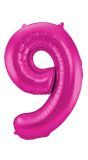 Cijfer 9 Roze Folieballon 86cm