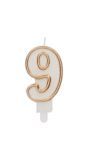 Cijfer 9 Taartkaars Chic Goud 9 cm