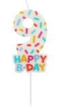 Cijfer 9 Taartkaars Gekleurde Sprinkles 7 cm