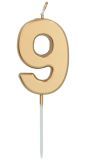 Cijfer 9 Taartkaars Goudkleurig 5 cm