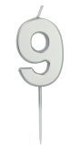 Cijfer 9 Taartkaars Zilverkleurig 5 cm