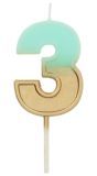 Cijferkaars 3 Fade Lichtblauw Goud