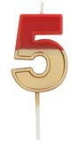Cijferkaars 5 Rood/Goud