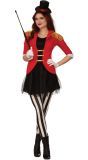 Circus Ringmaster Dames Kostuum Rood Zwart
