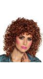 Club 80's Krullen Pruik Bruin