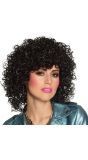 Club 80's Krullen Pruik Zwart