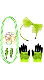 Complete Neon 80's Accessoire set Groen