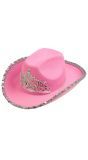 Cowgirl Glinsterende Hoed Roze Dames Heren