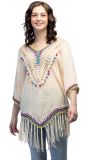Creme Hippie Tuniek Dames met Pompon Franjes