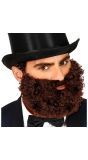 Curly Bruine Baard met Snor