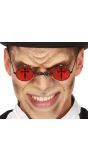 Dark Gothic Bril met Rode Glazen
